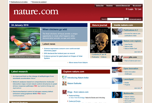 Nature Journal website